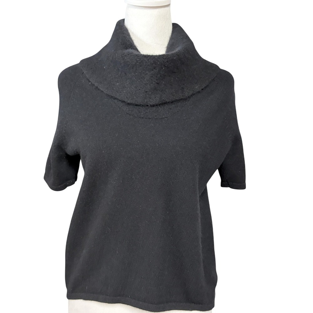 Design History Sweater Womens XS Black 100% Cashmere Cowl Neck Short Sleeve Knit